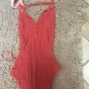 Henley halter bodysuit